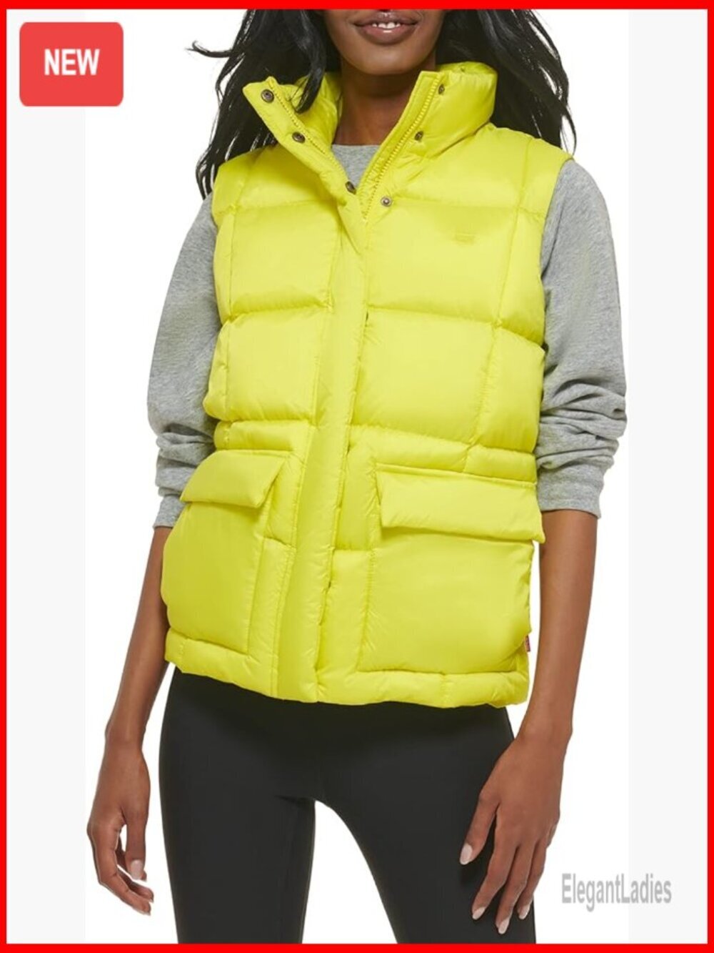 Sporty Box Quilted Puffer Vest with Hidden Pockets, Regular Fit